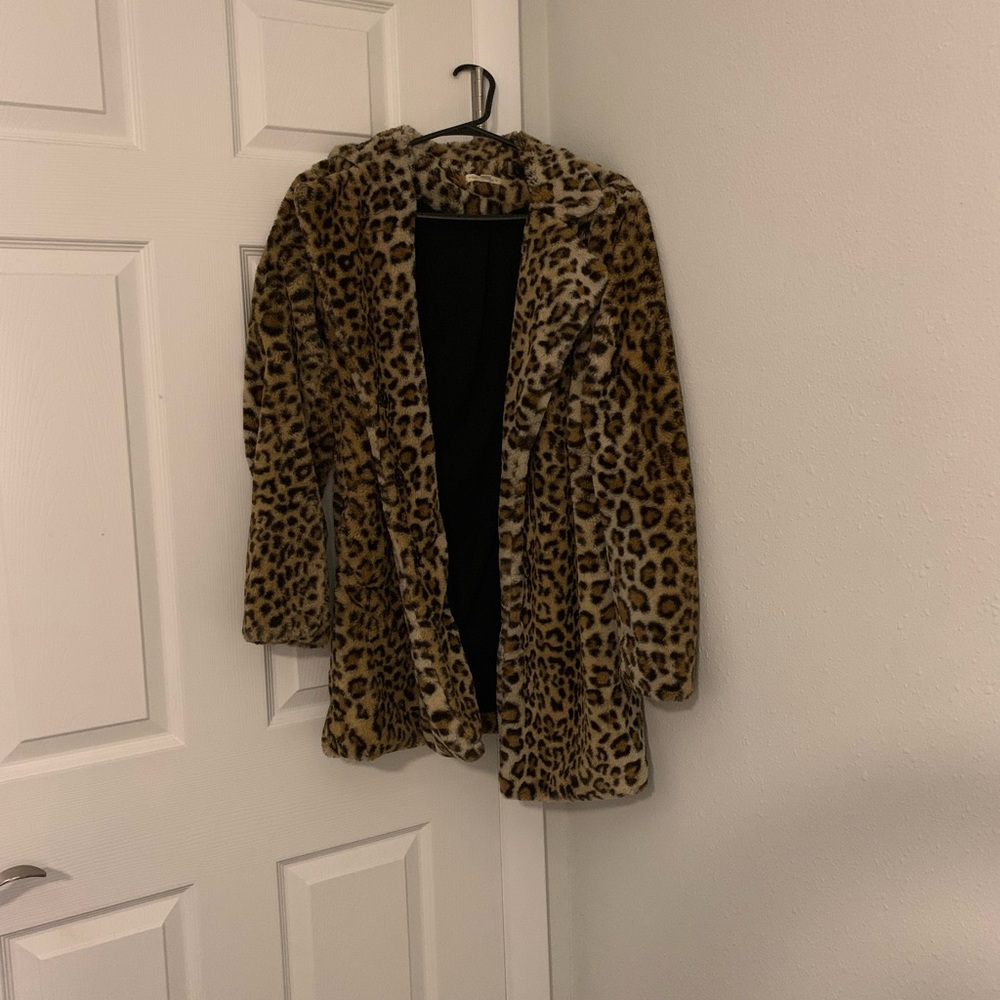 Vintage Leopard Print Faux Fur Coat